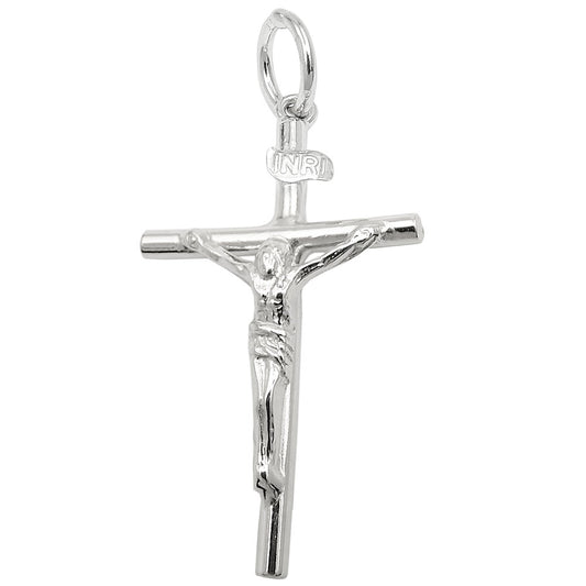 Anhänger 32x18mm Kreuz mit Jesus glänzend Silber 925